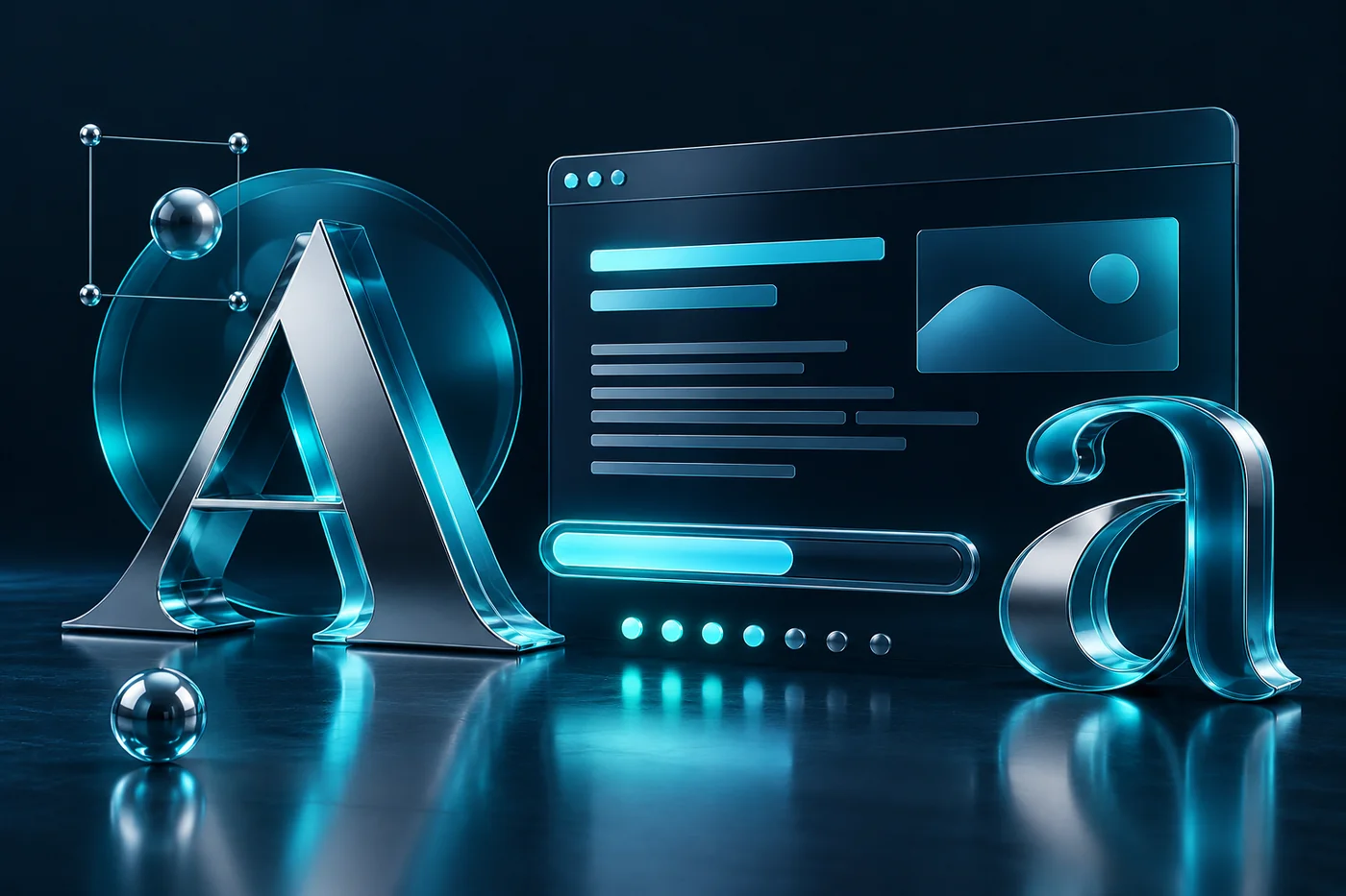 Navy and teal editorial illustration for webfont performance