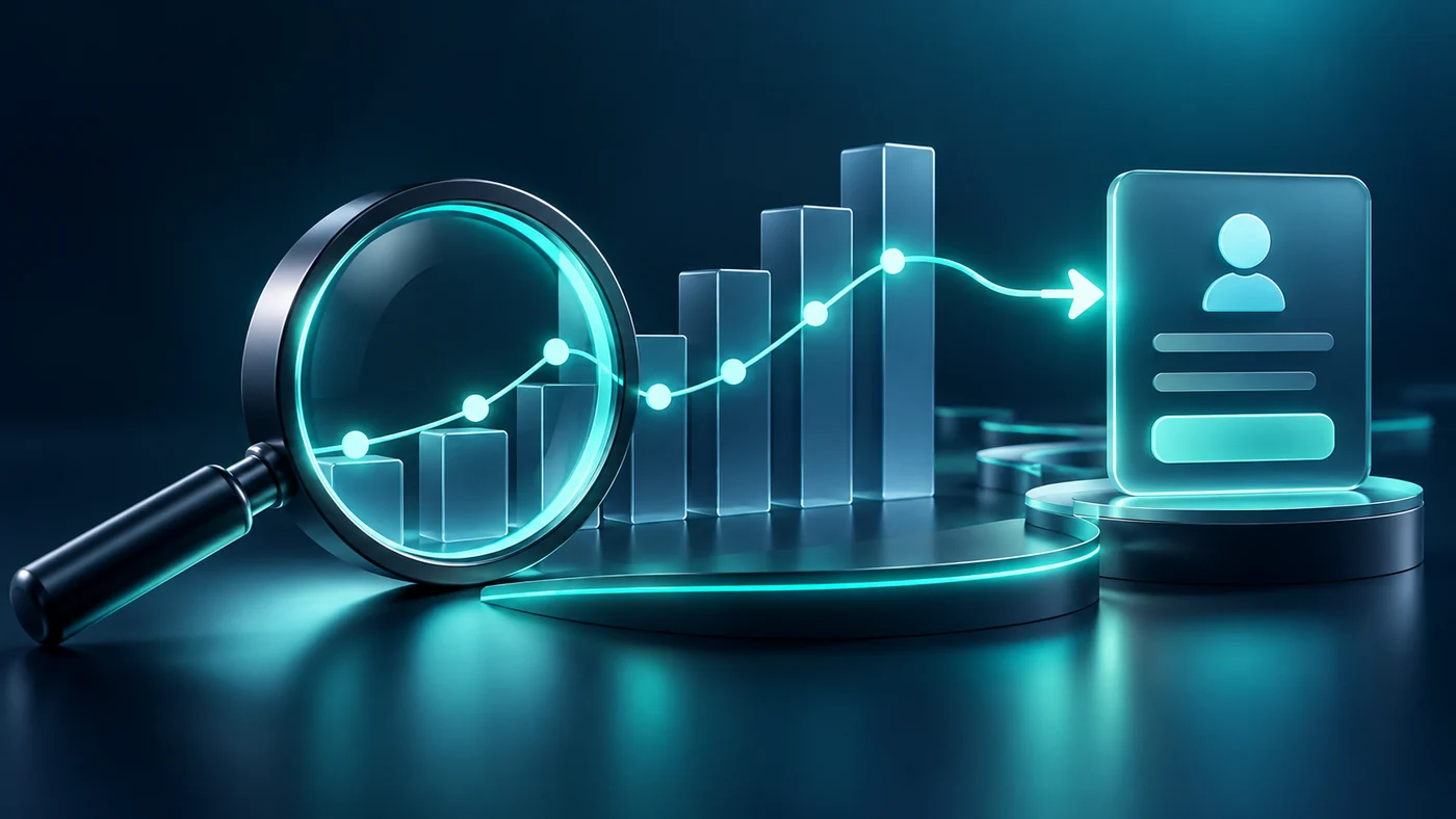 Dark teal illustration representing measuring seo enquiries