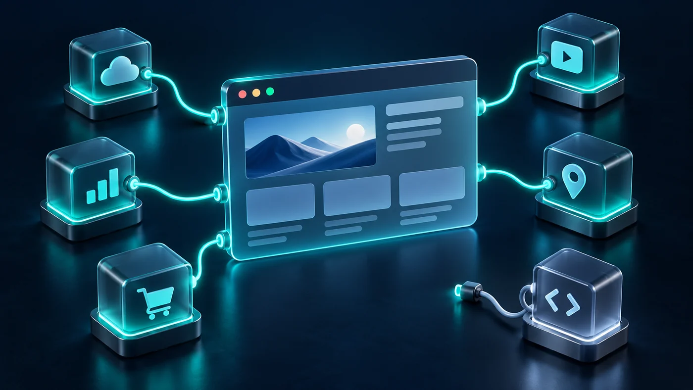 Website window connected to external integration modules