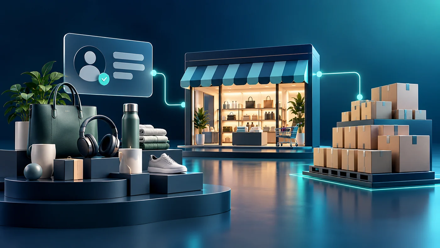 Dark teal illustration representing shopify b2b store readiness
